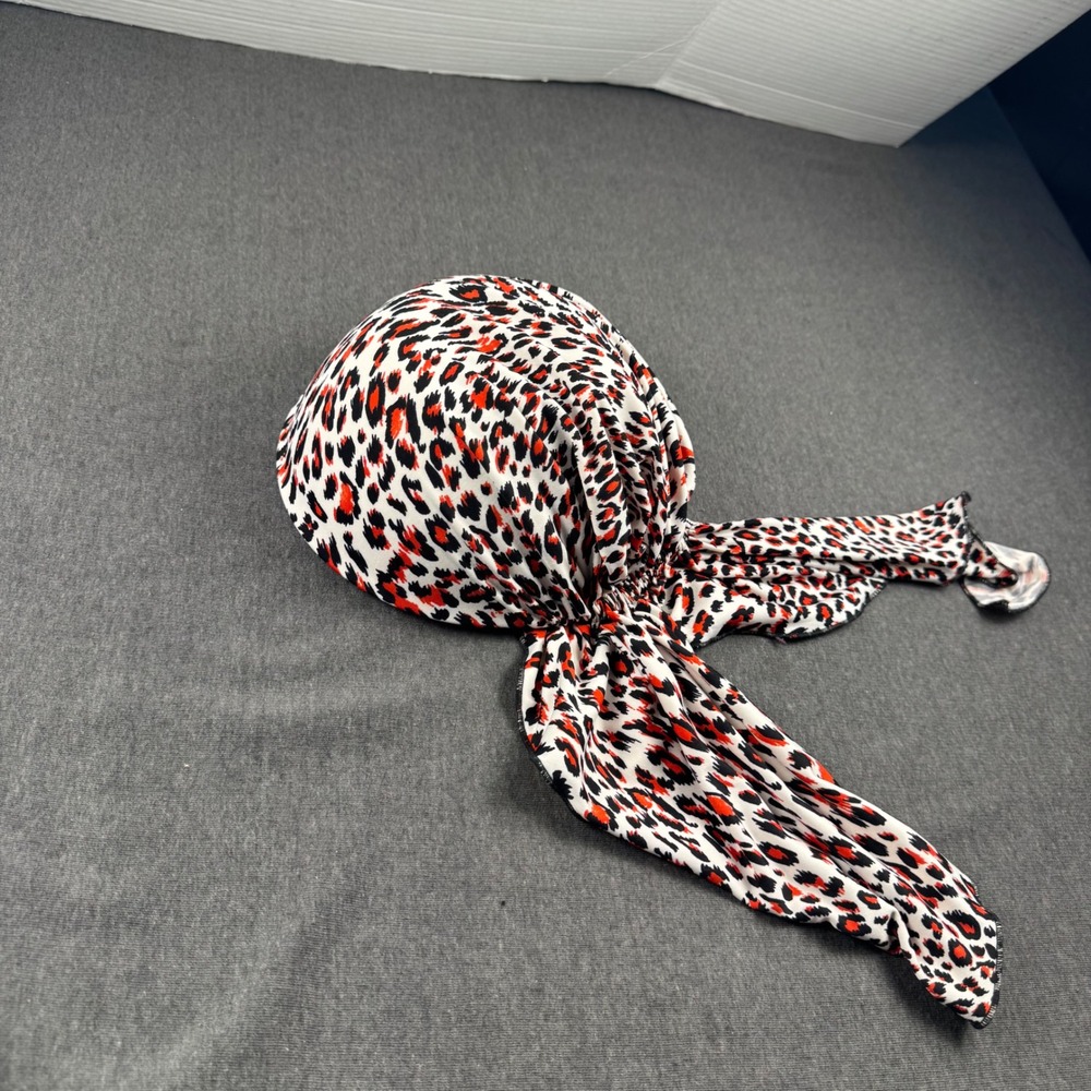 Red Leopard Print Head Wrap Scarf Pre-Tied‎ Turban Headband Women Accessory